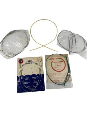 Vintage Mixed Lot Circular Knitting Needles Metal Plastic Nylon Boye Hero
